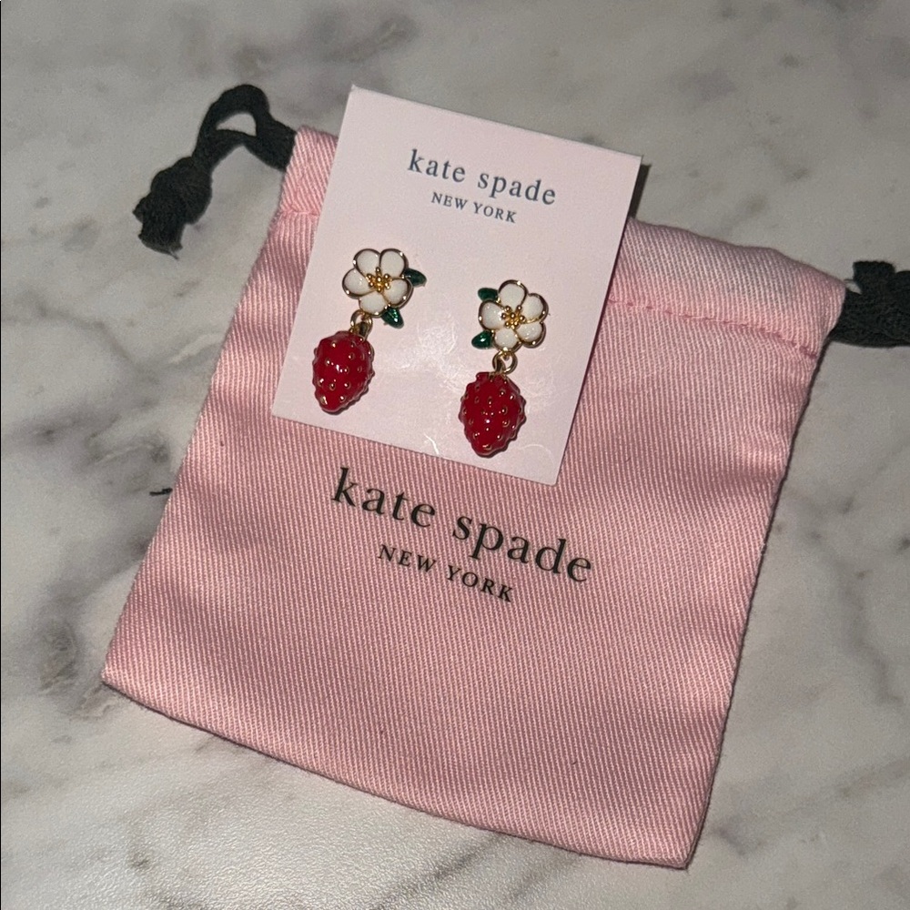 Kate Spade NWT Strawberry Dangly Earrings With Dustbag!